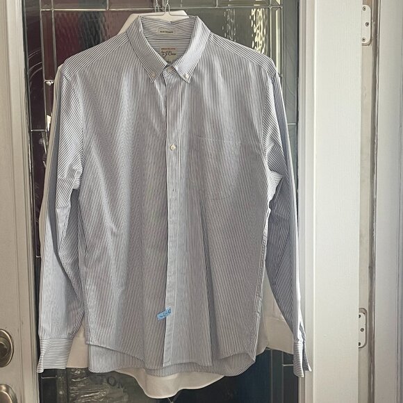 J.Crew American Pima Cotton Slim Untucked L Button-down Shirt Blue & White - Picture 2 of 3